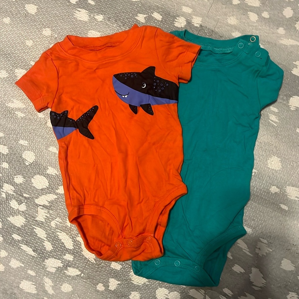 Bundle of Carter Onesies — shark and green onesie
